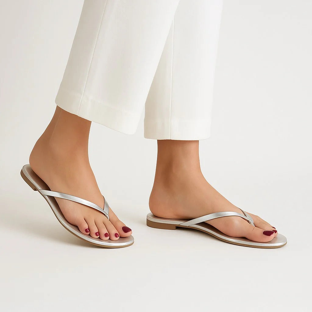 Women’s V-Shape Flat Slippers – Golden, Silver, Black & Brown Casual Fashion shoes