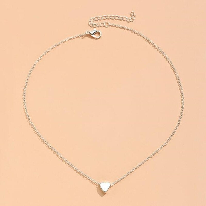 Heart Shape Clavicle Necklace for Girls Summer New Fashion Simple Temperament Alloy Women Accessories