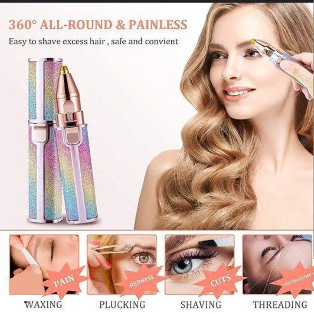 2-in-1 Multicolor USB Rechargeable Eyebrow Trimmer and Hair Shaver for Women, Portable Beauty Grooming Tool