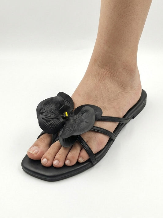 Beautiful Artificial Flower Flats for Women - Lightweight Outdoor Casual Chappal & Sandals - New Fashion Collection