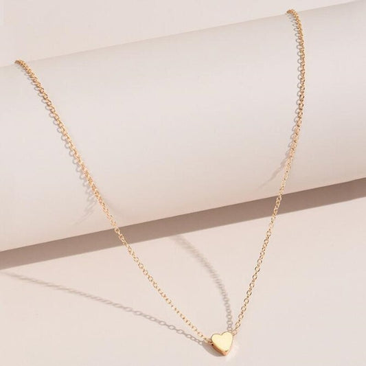 Heart Shape Clavicle Necklace for Girls Summer New Fashion Simple Temperament Alloy Women Accessories