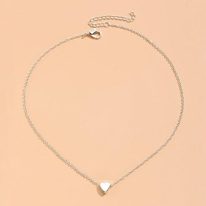 Heart Shape Clavicle Necklace for Girls Summer New Fashion Simple Temperament Alloy Women Accessories